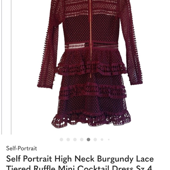 Self Portrait Pretty Burgundy Lace Dress - Picture 6 of 16